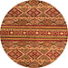 Round Machine Washable Abstract Orange Modern Area Rugs, wshabs4286org