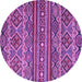 Round Machine Washable Abstract Purple Modern Area Rugs, wshabs4286pur