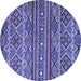 Round Machine Washable Abstract Blue Modern Rug, wshabs4286blu