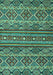 Machine Washable Abstract Turquoise Modern Area Rugs, wshabs4286turq