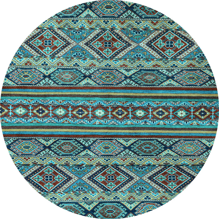 Round Machine Washable Abstract Light Blue Modern Rug, wshabs4286lblu