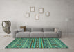 Machine Washable Abstract Turquoise Modern Area Rugs in a Living Room,, wshabs4286turq