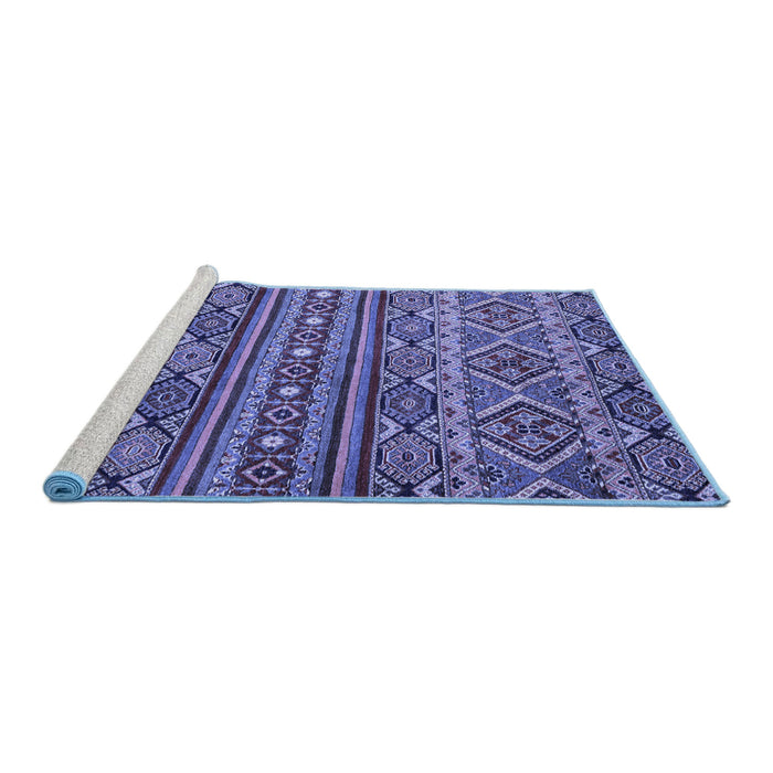 Sideview of Machine Washable Abstract Blue Modern Rug, wshabs4286blu