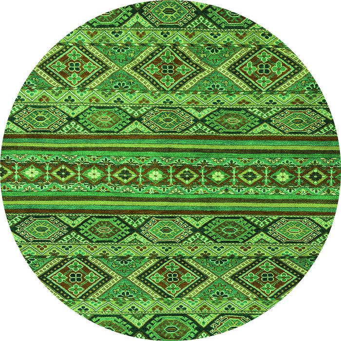 Round Machine Washable Abstract Green Modern Area Rugs, wshabs4286grn