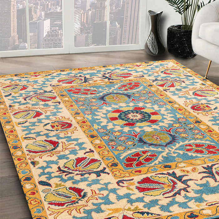 Machine Washable Abstract Dark Almond Brown Rug in a Family Room, wshabs4287