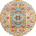 Round Abstract Dark Almond Brown Modern Rug, abs4287