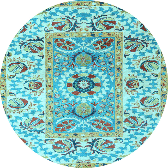 Round Abstract Light Blue Modern Rug, abs4287lblu