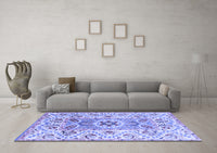 Machine Washable Abstract Blue Modern Rug, wshabs4287blu