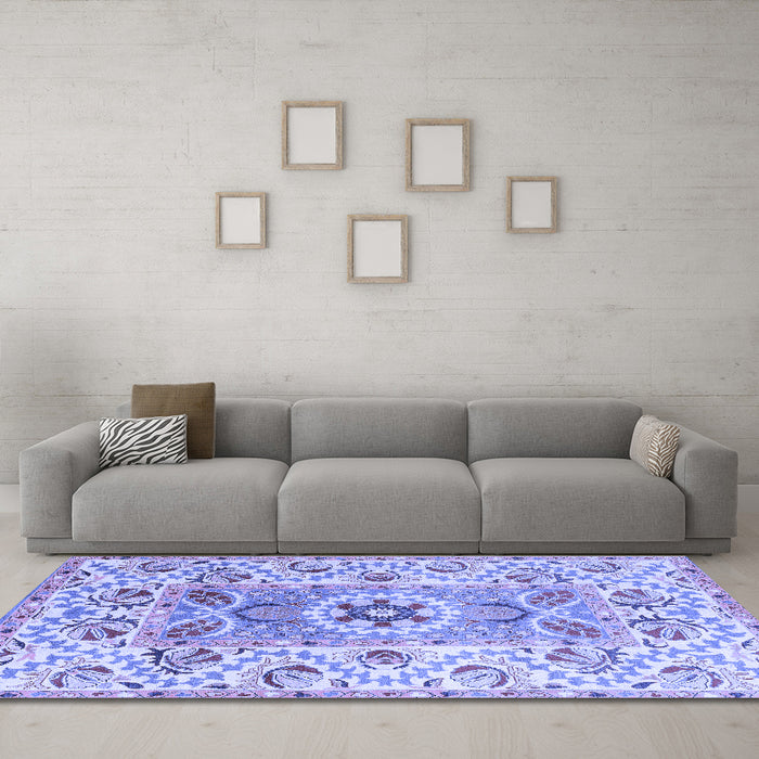 Machine Washable Abstract Blue Modern Rug in a Living Room, wshabs4287blu
