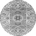 Round Machine Washable Abstract Gray Modern Rug, wshabs4287gry