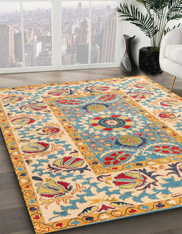 Abstract Dark Almond Brown Modern Rug in Family Room, abs4287