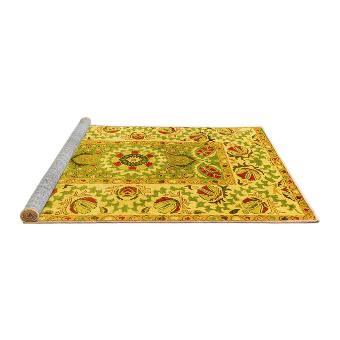 Sideview of Machine Washable Abstract Yellow Modern Rug, wshabs4287yw