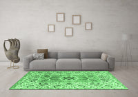 Machine Washable Abstract Emerald Green Modern Rug, wshabs4287emgrn