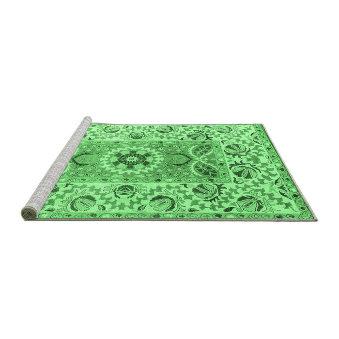 Sideview of Machine Washable Abstract Emerald Green Modern Area Rugs, wshabs4287emgrn