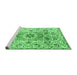 Sideview of Machine Washable Abstract Emerald Green Modern Area Rugs, wshabs4287emgrn