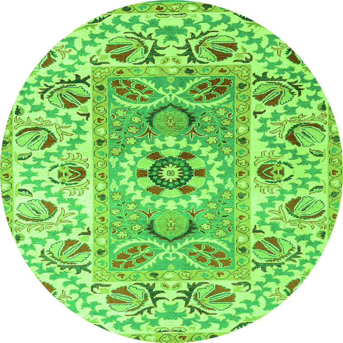 Round Abstract Green Modern Rug, abs4287grn