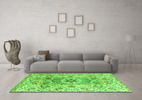 Machine Washable Abstract Green Modern Rug, wshabs4287grn