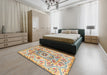 Abstract Dark Almond Brown Modern Rug in a Bedroom, abs4287