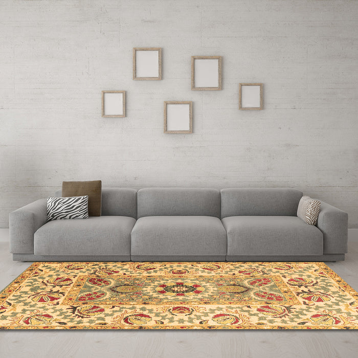 Machine Washable Abstract Brown Modern Rug in a Living Room,, wshabs4287brn