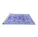 Sideview of Machine Washable Abstract Blue Modern Rug, wshabs4287blu