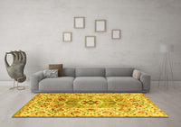 Machine Washable Abstract Yellow Modern Rug, wshabs4287yw