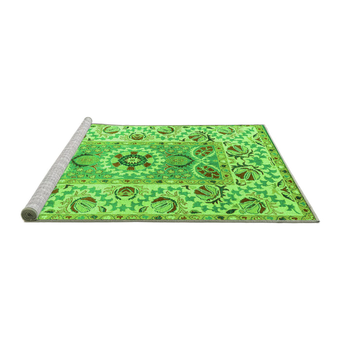 Sideview of Machine Washable Abstract Green Modern Area Rugs, wshabs4287grn