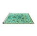 Sideview of Machine Washable Abstract Turquoise Modern Area Rugs, wshabs4287turq