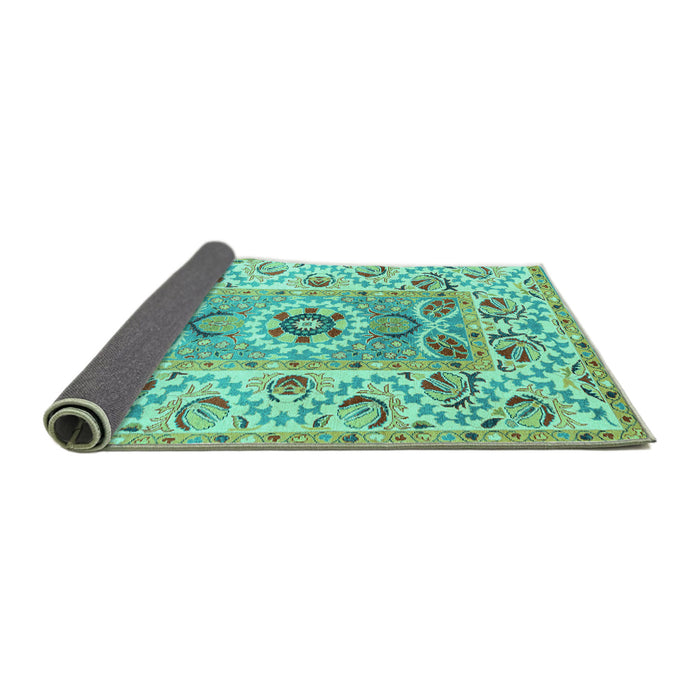 Sideview of Abstract Turquoise Modern Rug, abs4287turq