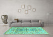 Machine Washable Abstract Turquoise Modern Area Rugs in a Living Room,, wshabs4287turq