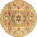 Round Machine Washable Abstract Brown Modern Rug, wshabs4287brn