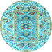 Round Machine Washable Abstract Light Blue Modern Rug, wshabs4287lblu