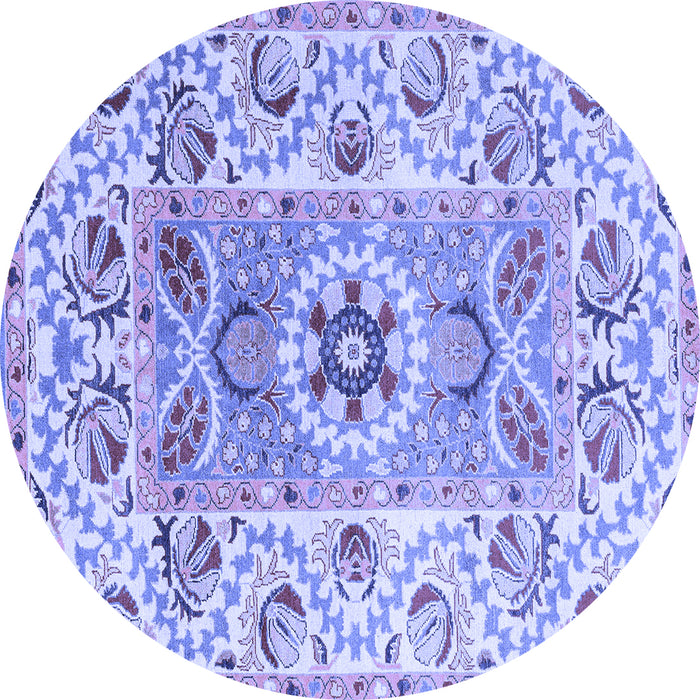 Round Abstract Blue Modern Rug, abs4287blu