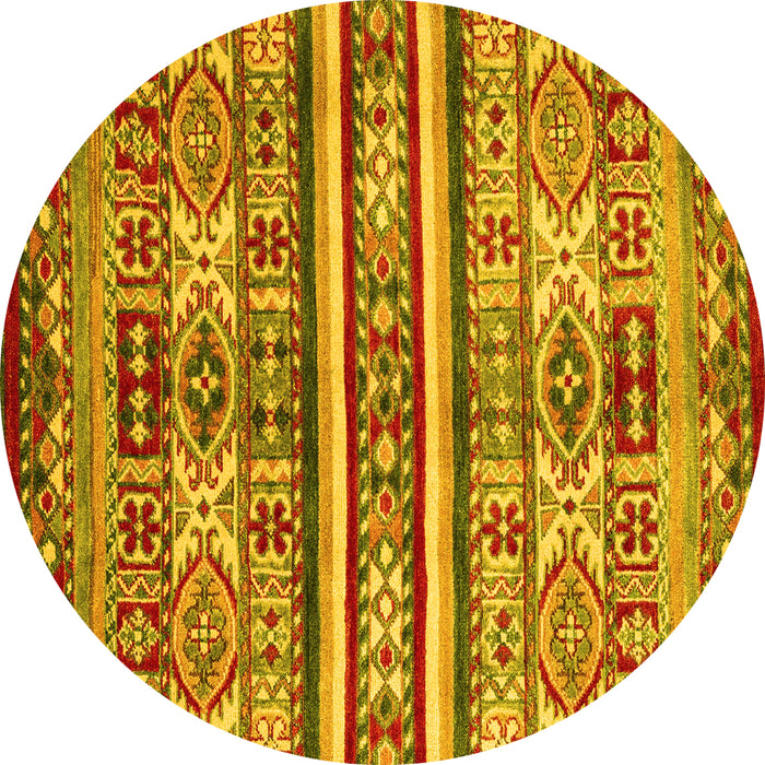 Round Machine Washable Abstract Yellow Modern Rug, wshabs4288yw