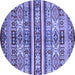 Round Machine Washable Abstract Blue Modern Rug, wshabs4288blu