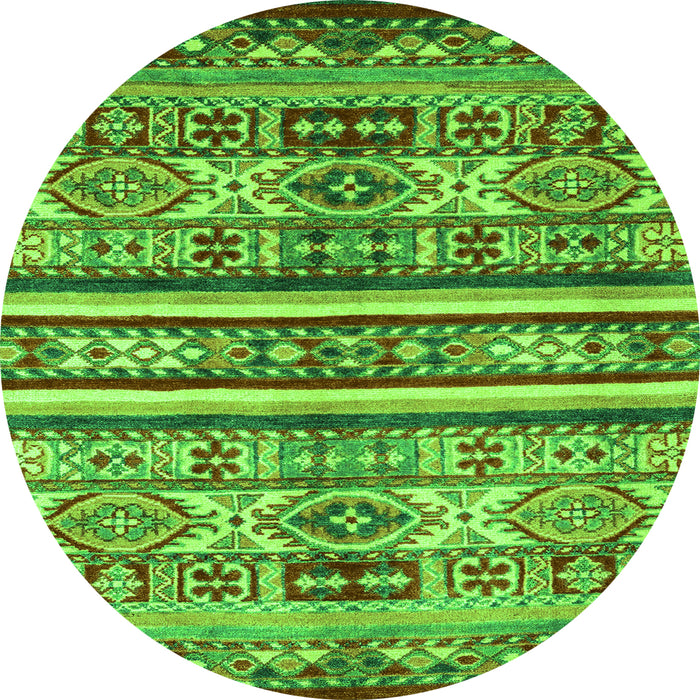 Round Machine Washable Abstract Green Modern Area Rugs, wshabs4288grn