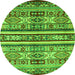 Round Machine Washable Abstract Green Modern Area Rugs, wshabs4288grn