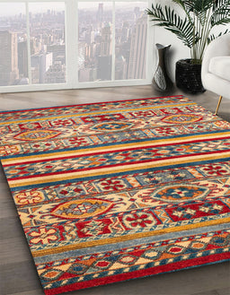 Machine Washable Abstract Fire Brick Red Rug in a Family Room, wshabs4288