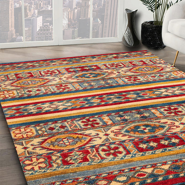 Machine Washable Abstract Fire Brick Red Rug in a Family Room, wshabs4288