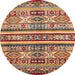 Round Machine Washable Abstract Fire Brick Red Rug, wshabs4288