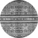 Round Machine Washable Abstract Gray Modern Rug, wshabs4288gry