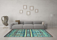 Machine Washable Abstract Light Blue Modern Rug, wshabs4288lblu