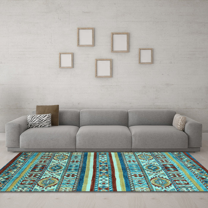 Machine Washable Abstract Light Blue Modern Rug in a Living Room, wshabs4288lblu