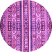 Round Machine Washable Abstract Purple Modern Area Rugs, wshabs4288pur