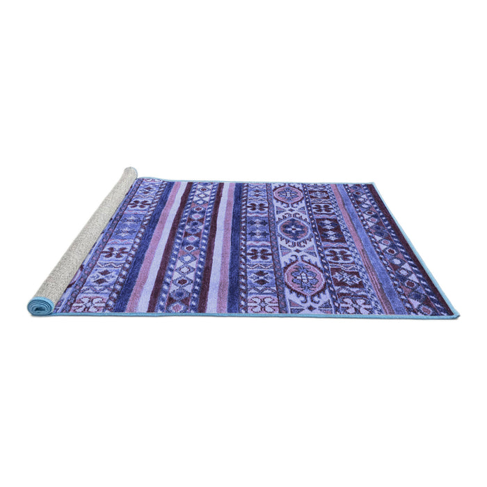 Sideview of Machine Washable Abstract Blue Modern Rug, wshabs4288blu