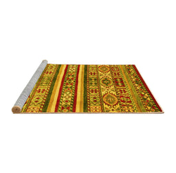 Sideview of Machine Washable Abstract Yellow Modern Rug, wshabs4288yw