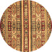 Round Abstract Brown Modern Rug, abs4288brn