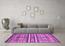 Machine Washable Abstract Purple Modern Area Rugs in a Living Room, wshabs4288pur