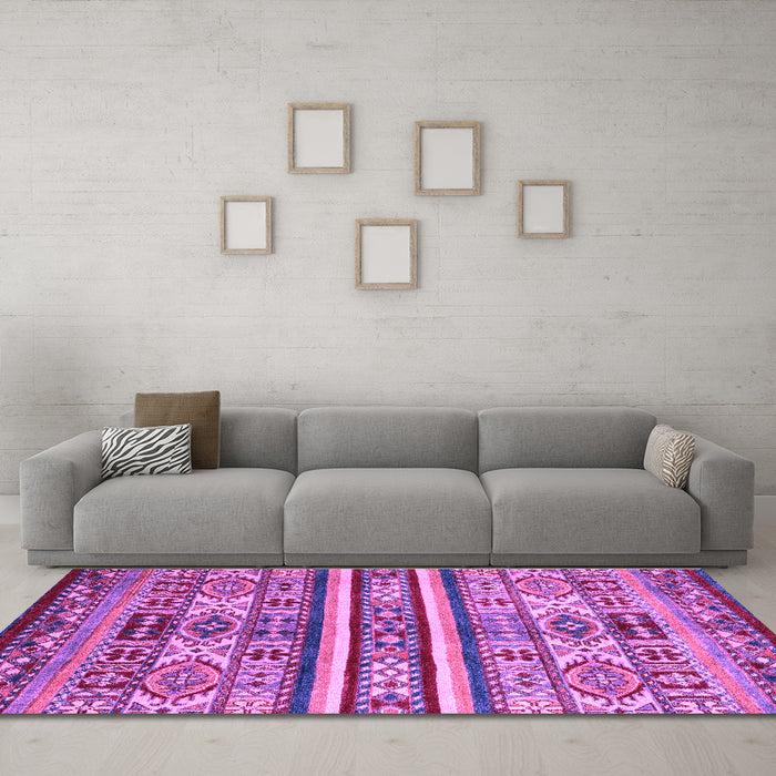 Machine Washable Abstract Purple Modern Area Rugs in a Living Room, wshabs4288pur