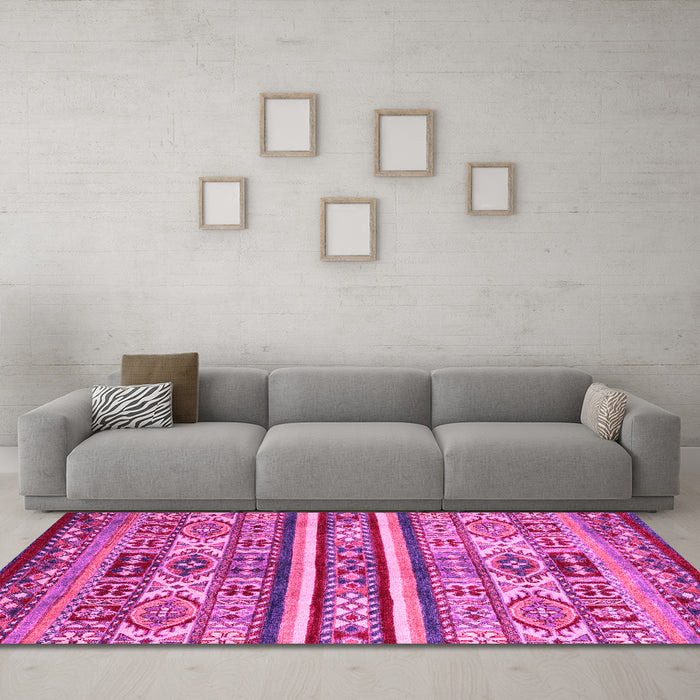 Machine Washable Abstract Pink Modern Rug in a Living Room, wshabs4288pnk