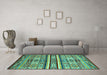 Machine Washable Abstract Turquoise Modern Area Rugs in a Living Room,, wshabs4288turq